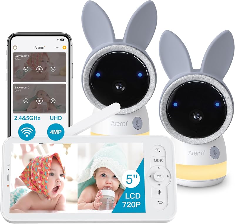 ARENTI 2.5K 5Ghz Wifi Baby Monitor with Two Cameras, 8H Battery