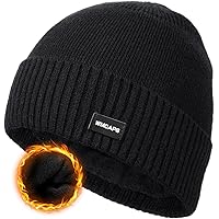 Lvaiz Winter Fleece Lined Knitted Beanie Hats for Men Reversible