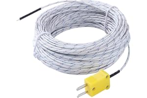 Niooliuk 20 Meters 66 ft K Type Mini-Connector Thermocouple Temperature Probe Sensor Temperature Sensing Line K Type Thermocouple Wire Measure Range -50C to +180C Celsius