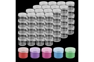 LOYORTY 200PCS Small Paint Containers with Lids, 0.34oz/10ml Plastic Mini Paint Cups, Clear Paint Container Pots in Bulk for Beads, Glitter, Slime, Paint