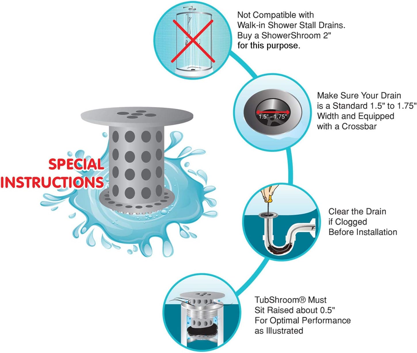 TubShroom the Revolutionary Tub Drain Protector Hair Catcher/Strainer/Snare, Gray: Home & Kitchen