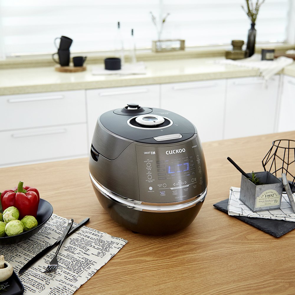 CUCKOO High Pressure Rice Cooker 6-Cup Uncooked / 12-Cup Cooked with Induction Heating Technology, Versatile Rice Maker with 21 Menu Options and Steam Plate, Voice Guide, Dark Gray (CRP-DHSR0609FD)