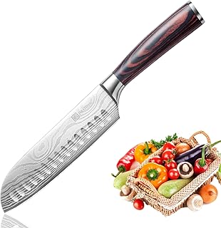 PAUDIN 17cm Santokumesser Kochmesser aus deutschem Messerstahl, Sushi Messer Küchenmesser mit ergonomischem Griff für Haus und Restaurant