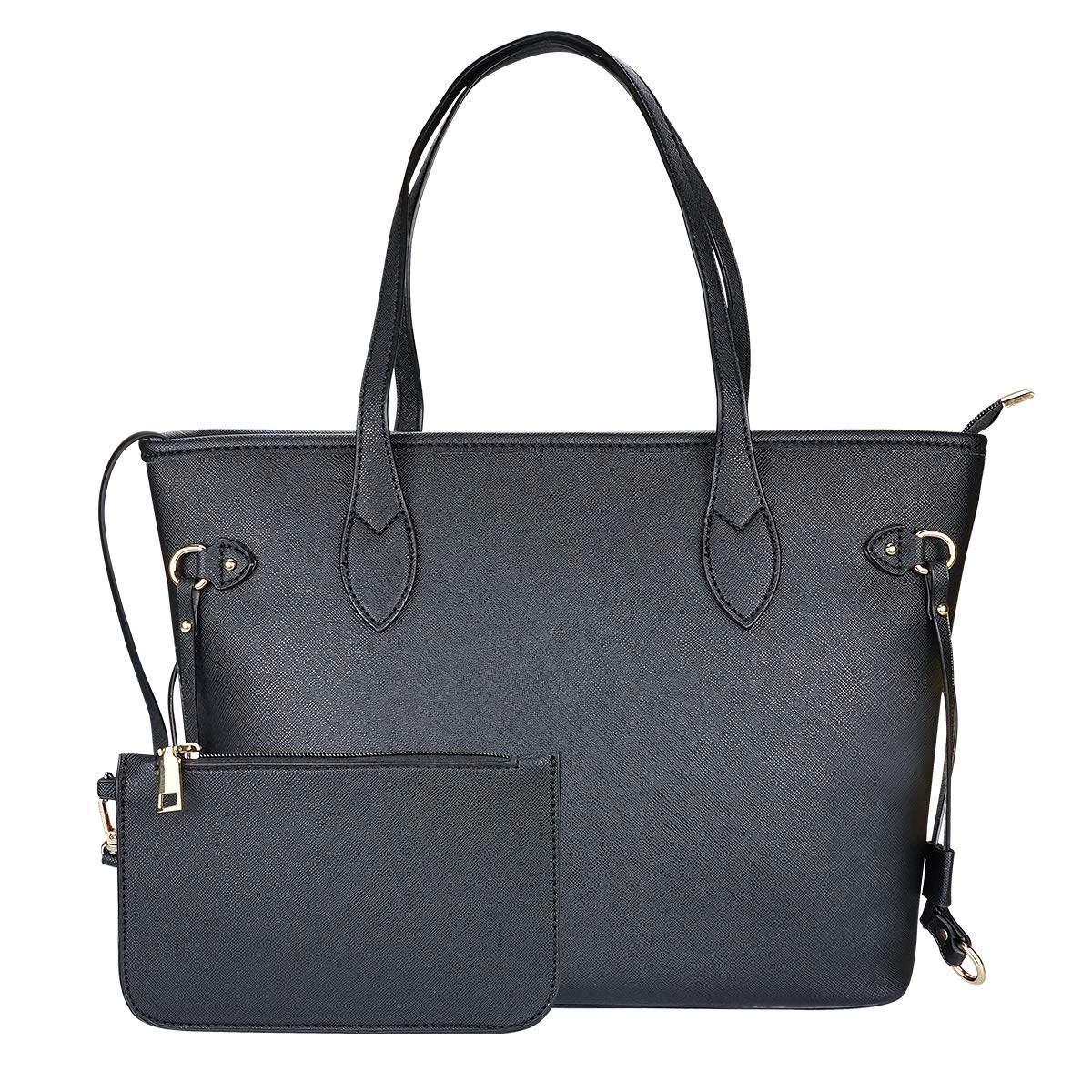 Lasperg Checkered Tote Shoulder Bag With Inner Pouch Pu Vegan Leather V Style Bags