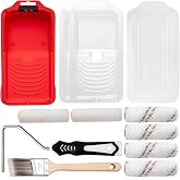 Mister Rui 4 Inch Mini Paint Roller Kit 12-Pc with Tray, Liners &amp; Brush | Microfiber Sleeves for Smooth Finish. Ideal for Walls, Cabinets, Trim, Furniture and DIY Projects