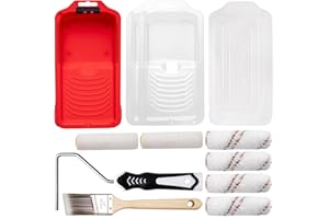 Mister Rui 4 Inch Paint Roller Kit, 12-Piece Professional Tray Set with 6 Microfiber Sleeves, Liner & Cover, Handle, 1.5" Angled Brush - for Walls, Ceilings, Cabinets, DIY & Pro Painting