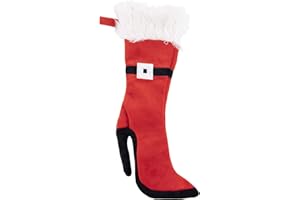 PLUSHIBLE BRIDGING MILES WITH SMILES Christmas Stockings - High Heeled Felt Stocking with Santa Belt Design, Fuzzy Top, Perfect for Christmas Decor, Hang on Fireplace with Stocking Holder