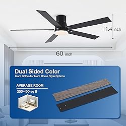 60 Inch Ceiling Fans with Lights and Remote,Flush