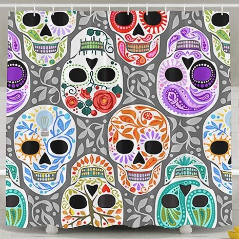 Amazon Com Flower Sugar Skull Bath Shower Curtain Waterproof