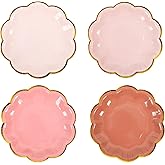 AimFun 24 Pcs Dusty Pink Party Plates Gradient Color Dessert Paper Plate 7inch Gold Foil Scalloped Edge Disposable Cake Plates for Tea Party Birthday Bridal Baby Shower Wedding Party Supplies