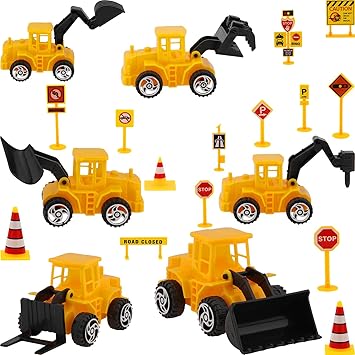 Ensemble De Decoration De Gateau De Vehicule De Construction Inclure 6 Pieces Toppers De Vehicule Et 14 Pieces Panneau De Signalisation Toppers De Petit Gateau Pour La Decoration D Anniversaire Amazon Fr Jeux Et