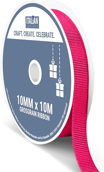 Italian Options Grosgrain Ribbon 10mm Shocking Pink 10m