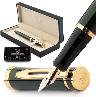 Wordsworth & Black Fountain Pen Set 18K Gold Nib Green Gift Box