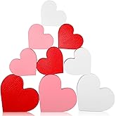 Amyhill 9 Pcs Wooden Heart Valentines Decorations Tiered Tray Decor Set Red Pink White Wooden Heart Blocks Love Signs Tabletop Centerpieces for Home Party Office Shelf Door(Wood)