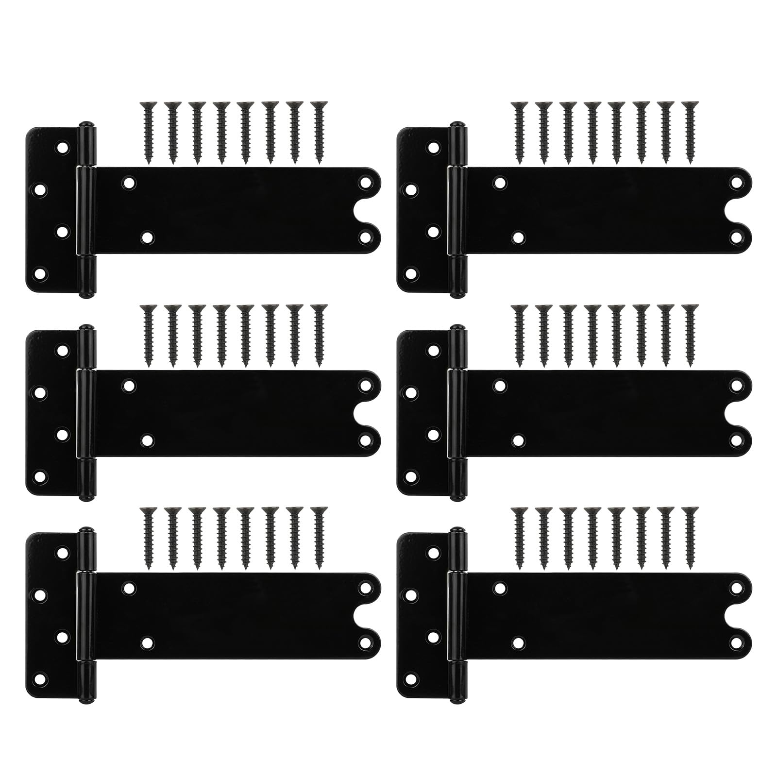 Photo 1 of Wmebee 8 in T-Strap Shed Door Hinges, 6 Pack Heavy Duty Tee Hinge, 300 Lbs Capacity,Black Gate Strap Hinges, Black Wrought Hardware for Wooden Fences, Barn Door, Shed Doors (Patent Pending)