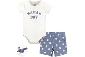 Hudson Baby Unisex Baby Bodysuit, Short and Sock, 3-Piece Set