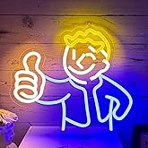 PILOYINDE Gaming Neon Sign Vault Boy Neon Signs for Wall Decor Game Neon Light Gamer Mave Cave Bedroom Vault Boy Neon Light LED Signs for Wall Light Up Game Neon Signs for Gamer