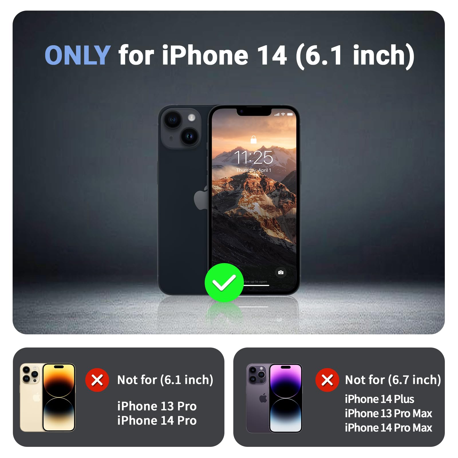 jaroco for iPhone 14 case, with [Compatible with MagSafe][Military Grade Drop Protection][Heavy Duty Protection][Non-Slip][Shockproof] with 2-Layer Durable Bumper Phone Case 6.1''-Black