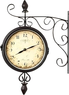 pajoma Wanduhr im antiken Design, beidseitiges Ziffernblatt, Antike Wanduhr, L 43 x B 31 x H 9 cm