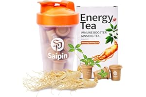 SAIPIN Ginseng Tea, 20 Pack 100% Pure Organic Ginseng Powder, No Additives, Non-GMO, Premium Instant Tea, Kidney, Energy & Immune tea for Women & Men, freeze-dried powder, Hot And Cold Soluble