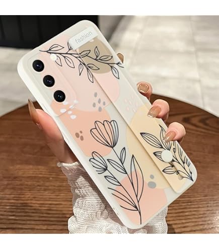 MOWIME Floral Phone Plus Case With Finger Strap - Shockproof TPU, Anti-Scratch, Pink Flower Design For Women
