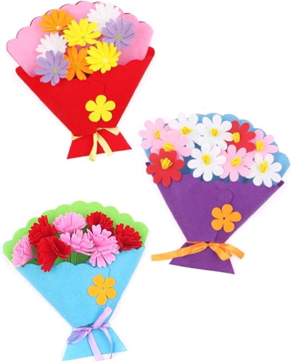 Amazon Due Gattini ドゥエガッティーニ 手作り花束キット 3種類セット 5種類セット メッセージカード 知育玩具 知育 工作 幼児 制作 子ども 巧緻性 フェルト クラフト ハンドメイド Diy メイキングトイ プレゼント 卒園式 卒業式 幼稚園 保育園 進級 母の日