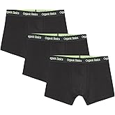 Organic Basics Men's Core 3" Organic Cotton Boxer Trunk Underwear 3-Pack, Black/Spring Green, X-Large