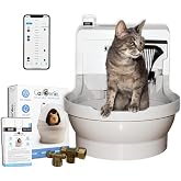 CatGenie A.I. Self-Cleaning Cat Litter Box with App Control, Automatic Self Washing, Flushing and Drying System, Reusable Washable Granules, No Scooping or Litter Replacement
