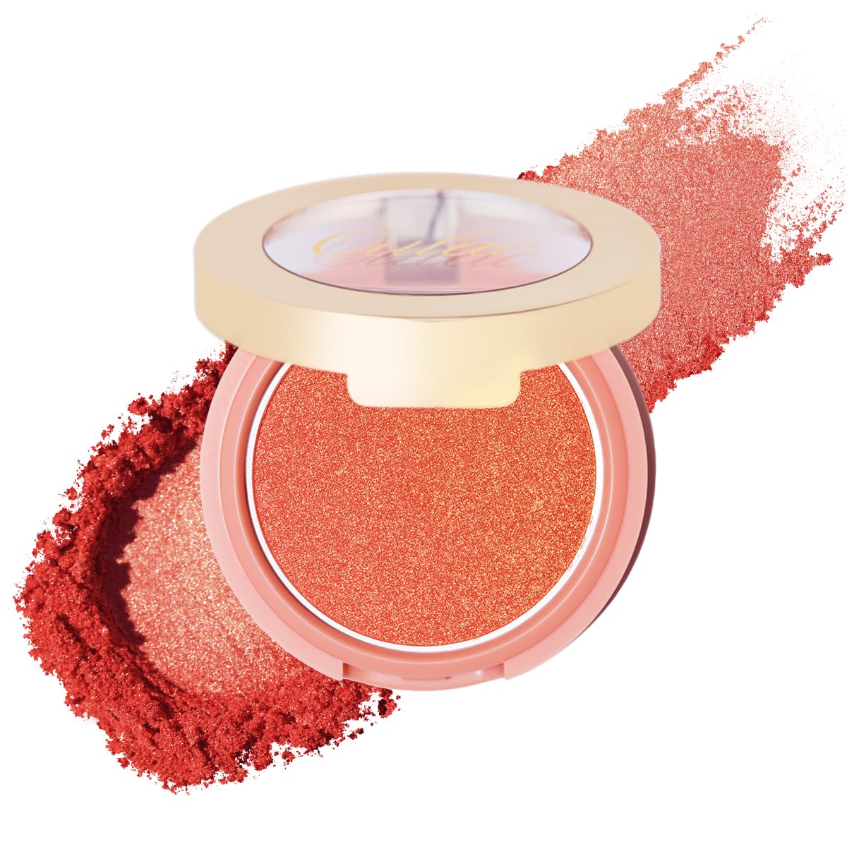 Oulac Shimmer Blusher for Cheeks Make up, Hydrating & Moisturizing Face Blush Glowy, Long-Lasting Fade & Sweat Resistant, Vegan Blush Powder, F09 Summer Flame — image 1