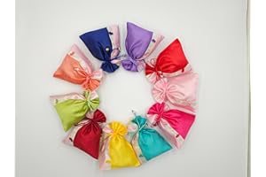 Colorful Satin Drawstring Gift Pouches, Set of 10, Assorted Colors, korean traditional lucky bags