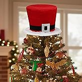 Vertintong Christmas Tree Topper Hat Large Red Velvet Hat with Black Band Santa Tree Top Topper Decorations Old World Desktop Ornaments for Home Xmas Holiday Winter Decor