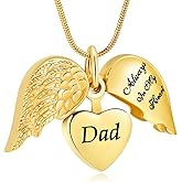 Rstnxnnl Love Heart Cremation Jewelry Urn Necklaces Urn Necklaces for Ashes Memorial Keepsake for Heart of Angel Wing Pendant for Women Men Gifts With Funnel Kit & Bag