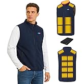 MOTUSANA Heated Vest for Men with Power Bank,15 Heating Zones & 3 Heat Levels,10,000mAh Battery Pack,Lightweight Fleece Heated Vest for Hiking,Skiing,Camping in Winter(S)