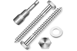 (20-Set) 1/4 x 2-1/2" Lag Screws, Stainless Steel Heavy Duty Hex Head Lag Bolts for Wood, ASME B18.2.1 Commercial/Industrial Grade Mounting Screws Bolts Kit by Marysino