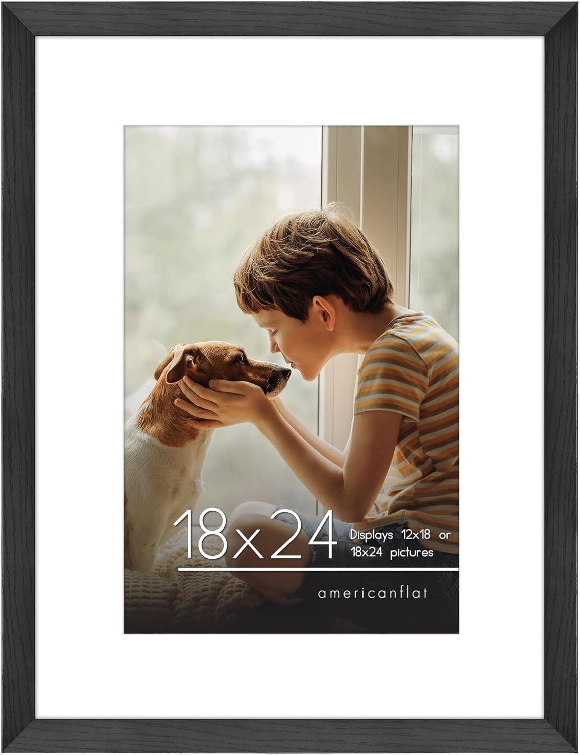 Photo Albums, Frames & Accessories - Americanflat 18x24 Poster Frame in Black - Use as 12x18 Picture Frame with Mat or 18x24 Frame Without Mat - Wide Engineered Wood Frame, Plexiglass Cover, and Hanging Hardware for Wall