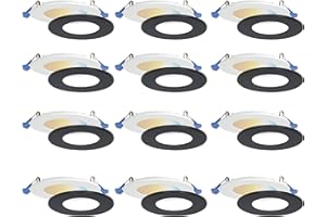 NADAIR 12 Pack 3 inch LED Ultra Slim Recessed Lights, 6W, 450 Lumens, 5 Color Selectable (2.7K/3K/3.5K/4K/5K), White Finish w