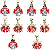 COGCHARGER 10Pcs Ladybug Charms for Jewelry Making Real 18K Gold Plated Charms Cubic Zirconia Red Enamel Charm for Earring Bracelet Necklace Jewelry Making
