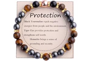 KSQS Healing Stone Bead Bracelet for Women, Natural Gemstones Balance Protection Bracelet, Spiritual Crystal Beads Bracelet Anxiety Relief with Meaning Card