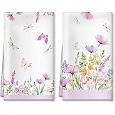 Arquiel Spring Floral Butterfly Microfiber Kitchen Towels, Soft Absorbent Farmhouse Summer Hand Towel 15.7 × 23.6 inch, Thick Dish Cloth for Party Anniversary Holiday Decoration Housewarming Gifts