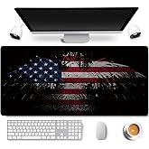 RTGGSEL 31.5x11.8 Inch Non-Slip Long Extended Large Gaming Mouse Pad with Stitched Edges XL Laptops Keyboard Mouse Mat(USA Eagle)