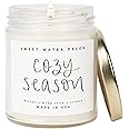 Sweet Water Decor Cozy Season Candle | Woods, Warm Spice, and Citrus Autumn Scented Soy Candles for Home | 9oz Clear Jar, 40 