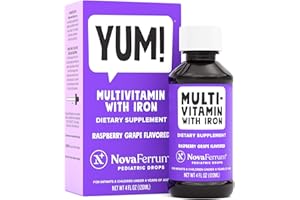NovaFerrum Yum | Multivitamin with Iron for Infants, Toddlers & Kids | Immune Support | Ages 4 & Under | Gluten Free Certified | Sugar Free | Raspberry Grape | 120 Servings