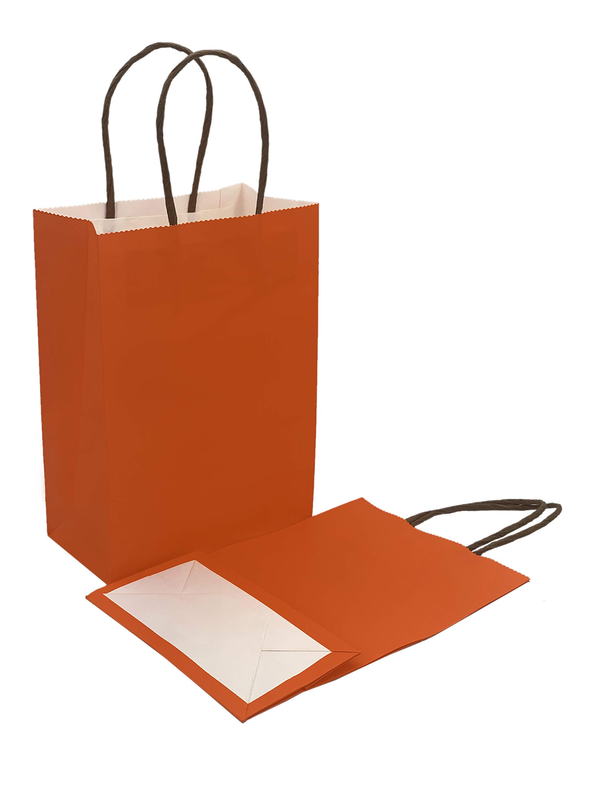 Pack of 6 Vertical Paper Gift Bags plain colour 21 x 15 x 8 cm (Orange)