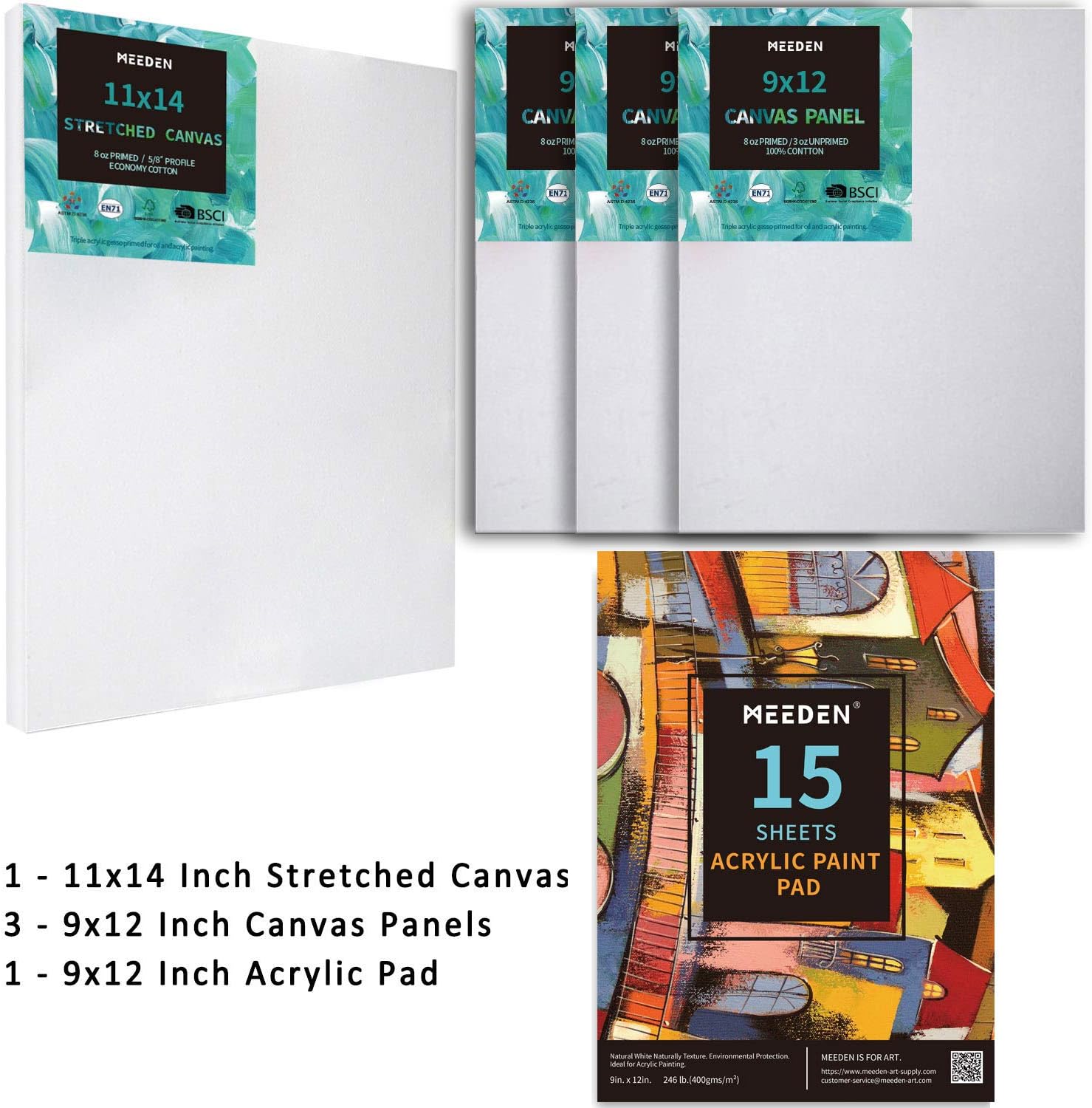 MEEDEN Acrylic Paint Set with Beech Wood Table Easel, 72-Piece Painting Set Includes 48×22ML Acrylic Paints, Paintbrush Set, Canvas, Pad and More, Art Paint Supplies for Artists, Students and Kids
