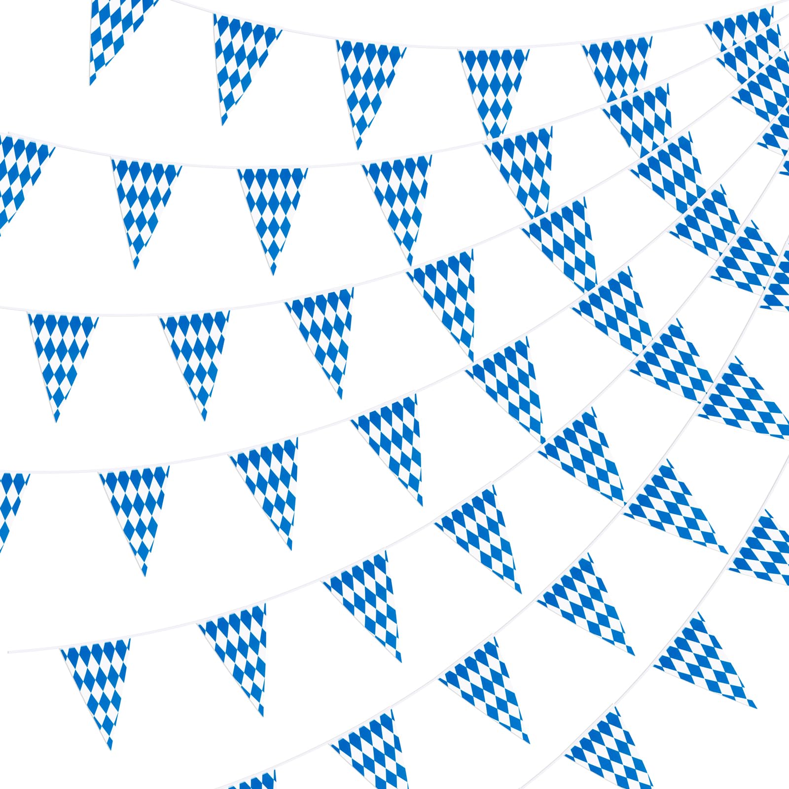 Photo 1 of 230 Feet Oktoberfest Bavarian Pennant Banner - Hanging Check Flag German Themed Party Decoration