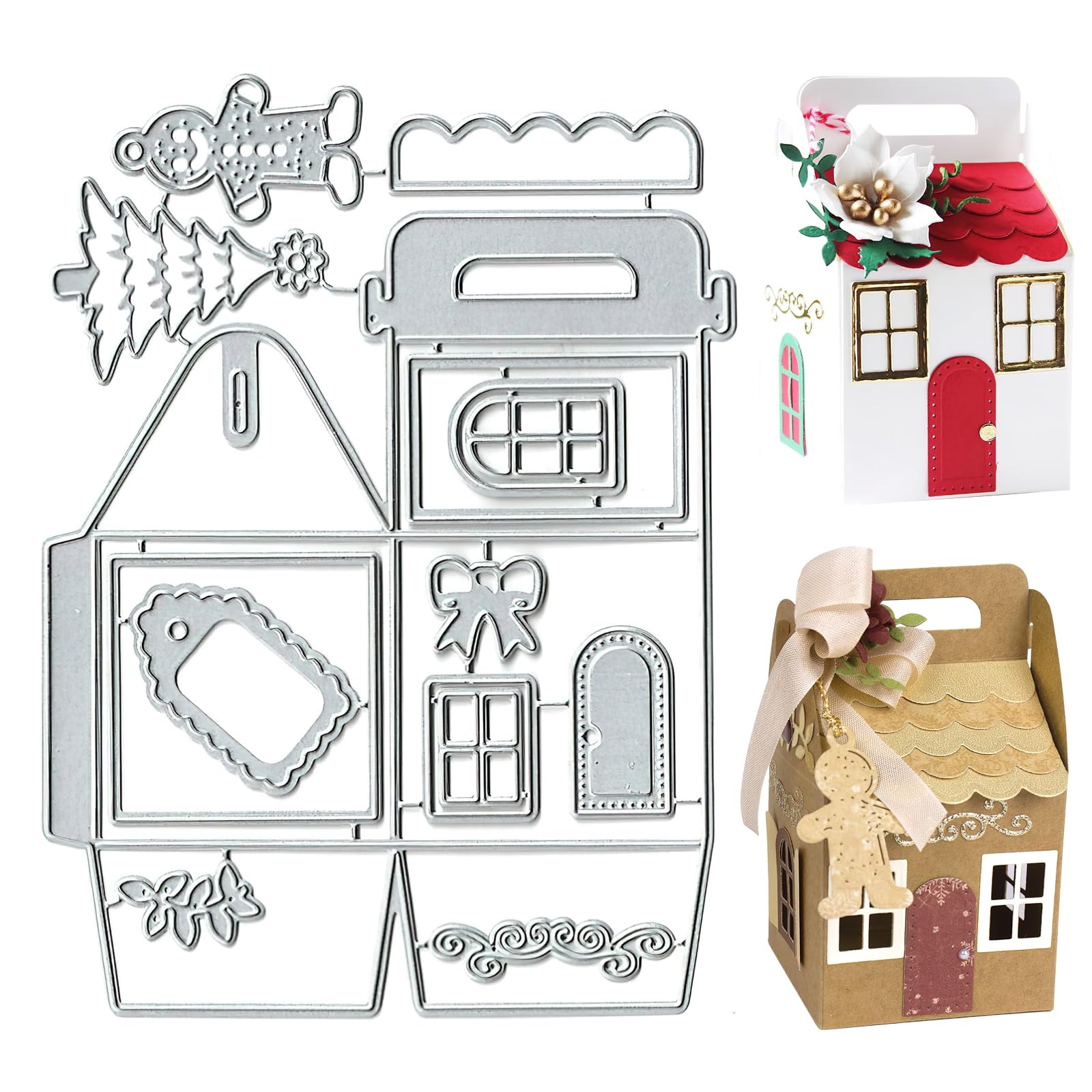TNSLAND Metal House Box Embossing Stencils & Dies - Decorative Scrapbooking Album DIY Gift Boxes & Cards