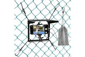 BUMOVE Phone Fence Mount with Shade, Fence Phones Holder for iPhone, Mevo Start, GoPro and Other Action Cameras, for Recording Baseball, Football, Softball, Hockey and Tennis Games (Black with Bag)