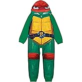 Nickelodeon Teenage Mutant Ninja Turtle Onesie Pajamas for Boys - TMNT Kids Raphael Costume Hoodie - Fleece One-Piece PJs