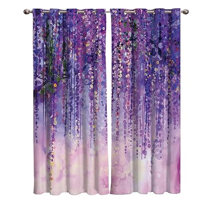 Picpeak Window Treatment Blackout Curtains For Kids Bedroom Livingroom Dormitory Abstract Purple Tree 3d Printed Room Darkening Curtains Drapes