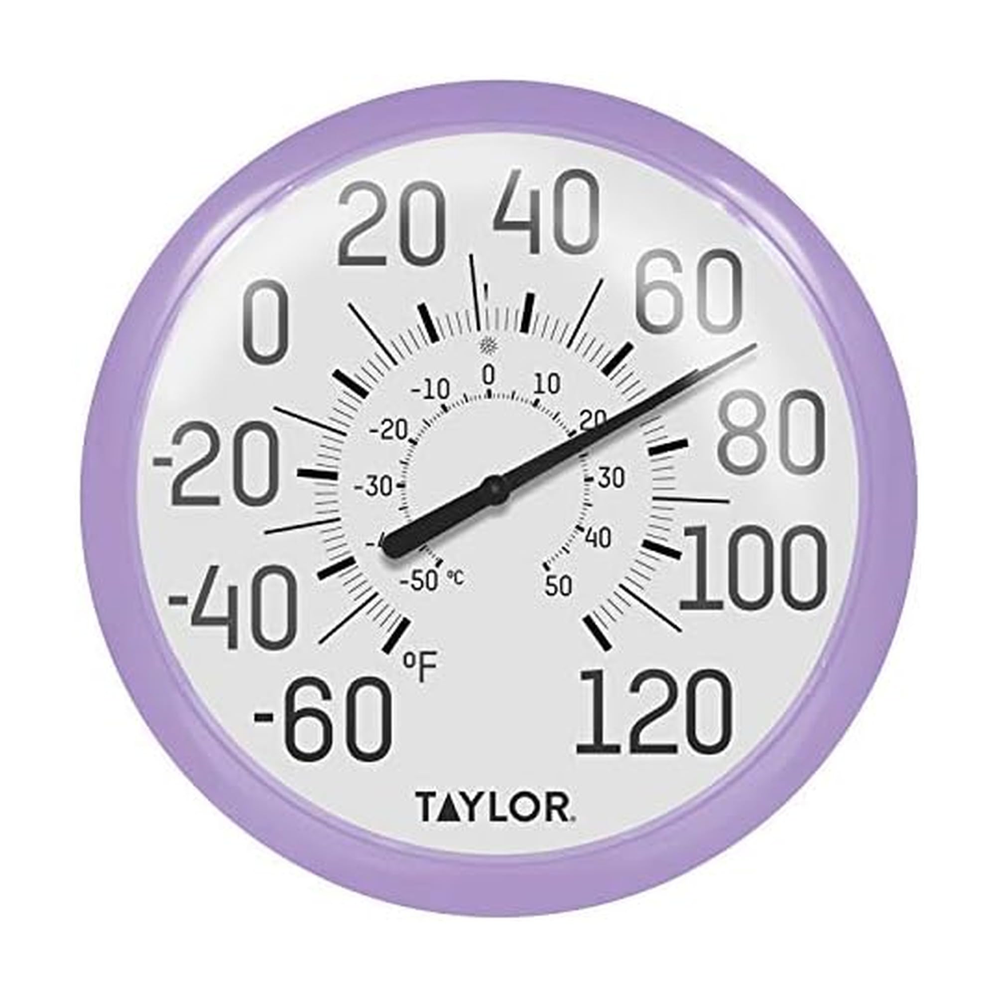 Taylor Big and Bold Wall Indoor Outdoor Thermometer, 13.25 inch, Lilac